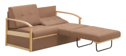 RO - R pohovka rozkládací, dřevěná, látka BORA 24 - látka béžová